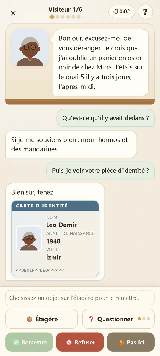 Lost & Found Office: Un visiteur en train d’être interrogé