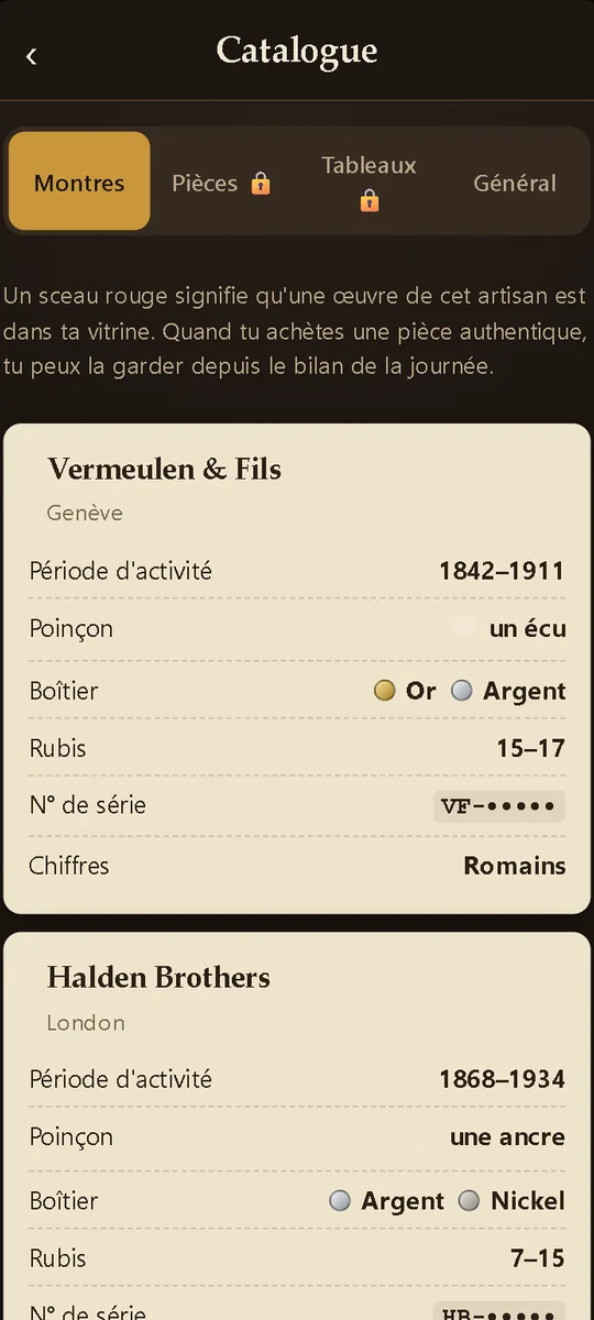 The Collector: Real or Fake: Le catalogue des artisans