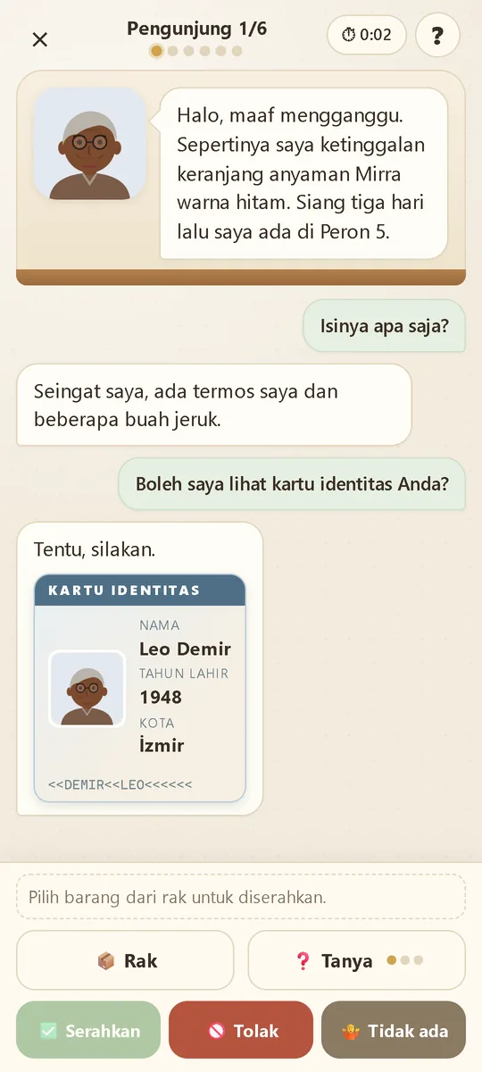 Lost & Found Office: Menanyai seorang pengunjung