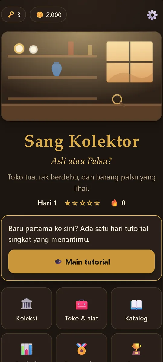 The Collector: Real or Fake: Layar utama toko