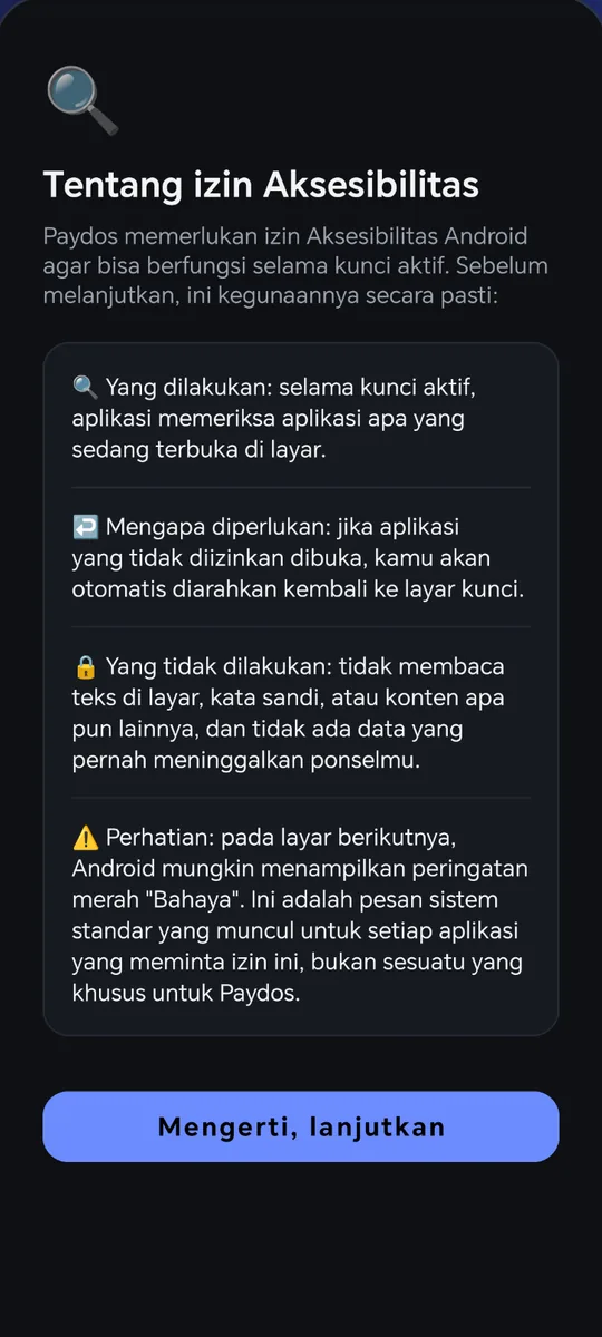 Paydos: Penjelasan tentang izin aksesibilitas