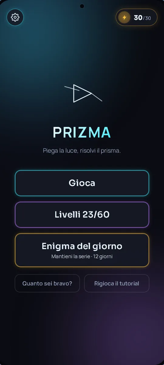 Prizma: Menu principale