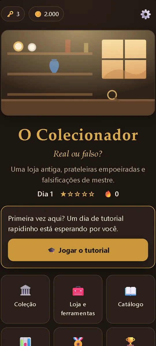 The Collector: Real or Fake: A tela inicial da loja
