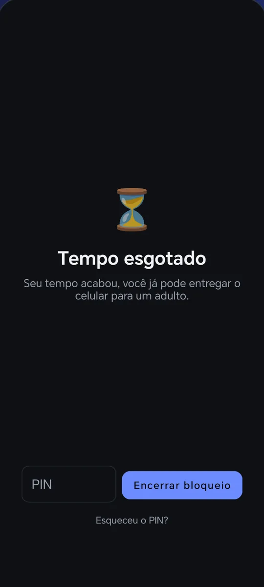 Paydos: Tela de bloqueio quando o tempo acaba