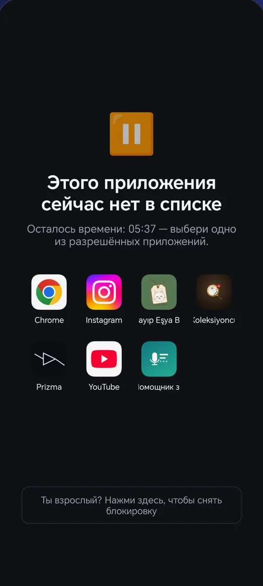 Paydos: Экран блокировки с разрешёнными приложениями