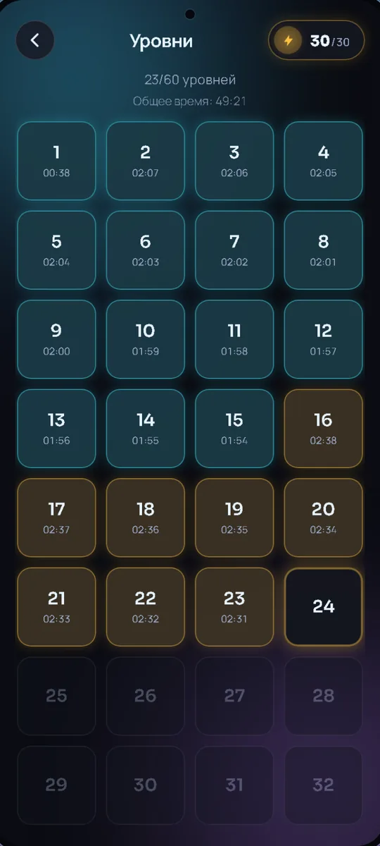 Prizma: Список из 60 уровней